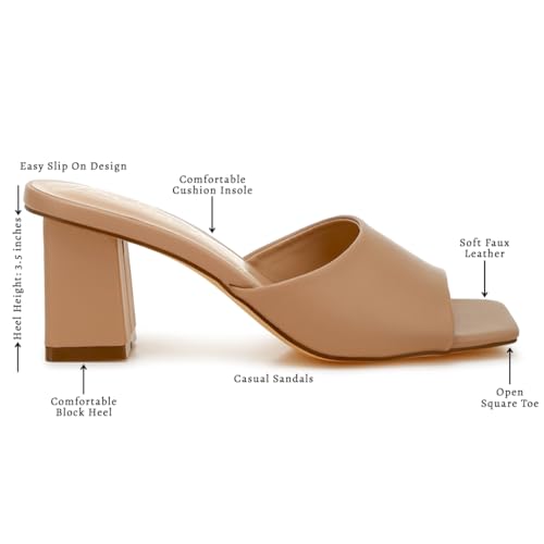 London Rag Faux Leather Block Heel Sandals for Women, Comfortable & Stylish