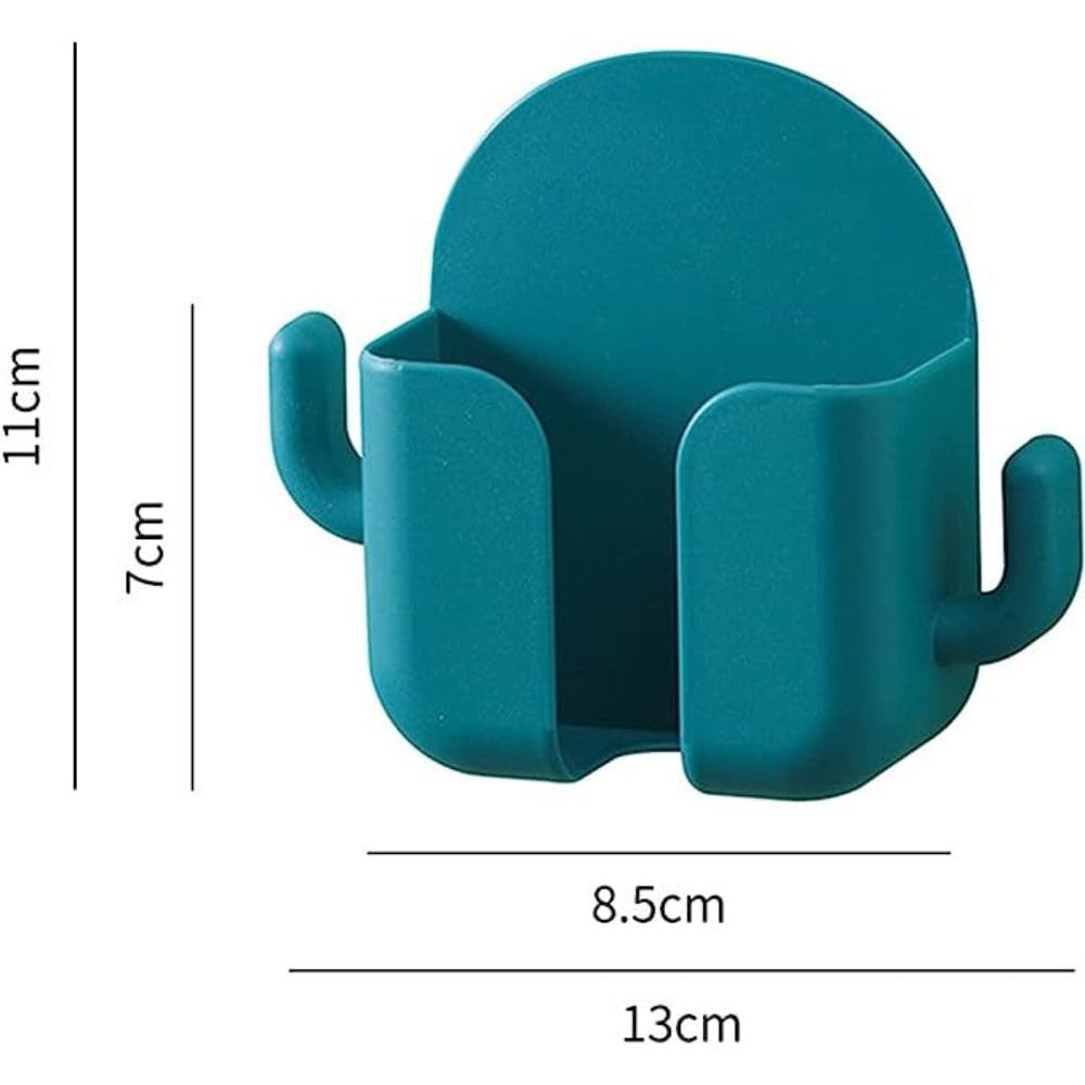 Karomouj Wall Mount Mobile Phone Holder with Hooks for Charging and Storage