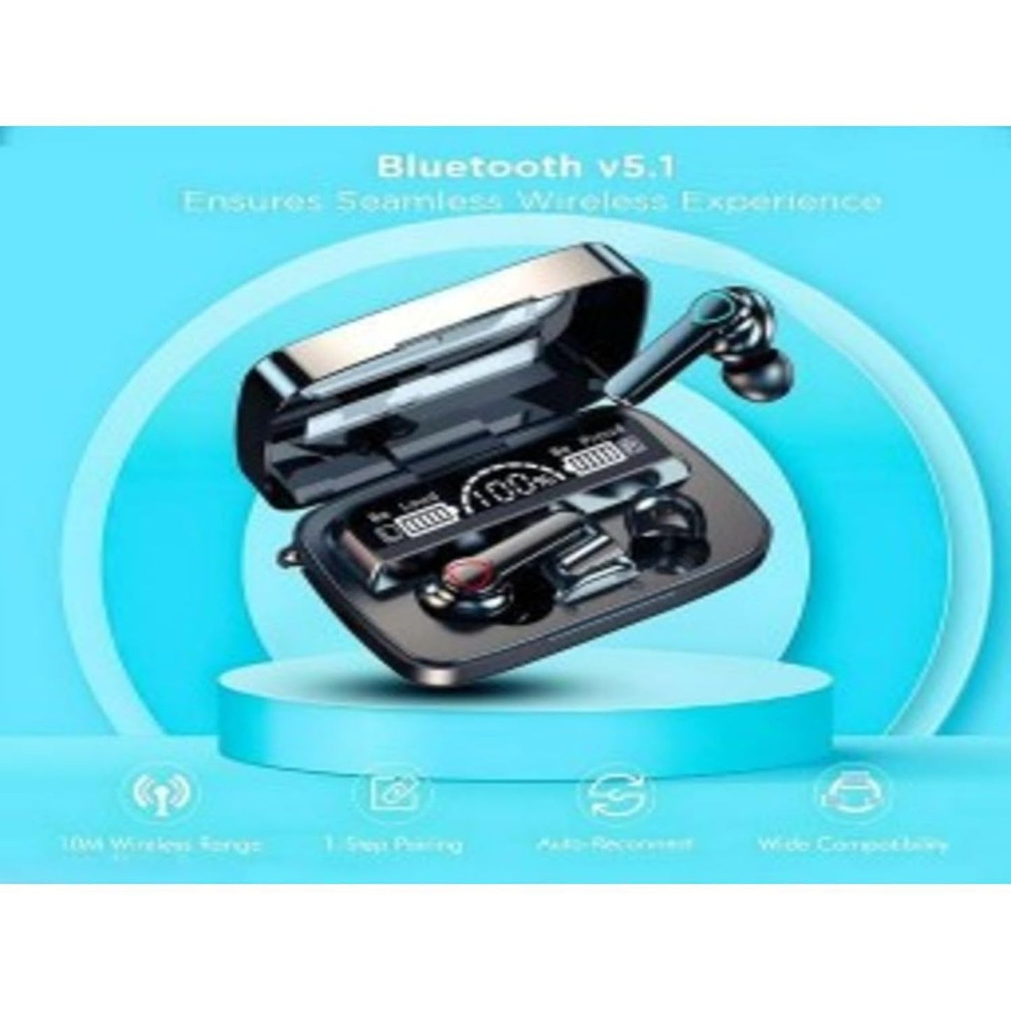 M19 TWS Bluetooth 5.1 Earbuds with LED Display, Touch Control, Hi-Fi Sound