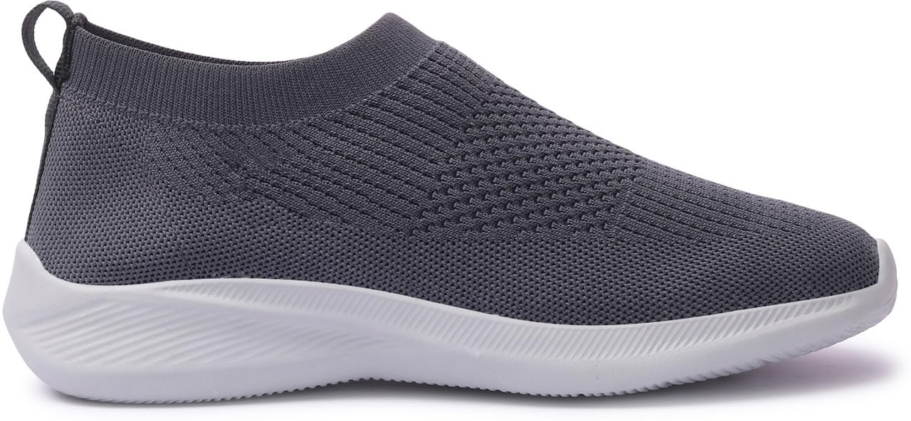 SPRENGE Men's Fashionable Dark Gray Mesh Breathable Comfortable Slip-On Running Shoes