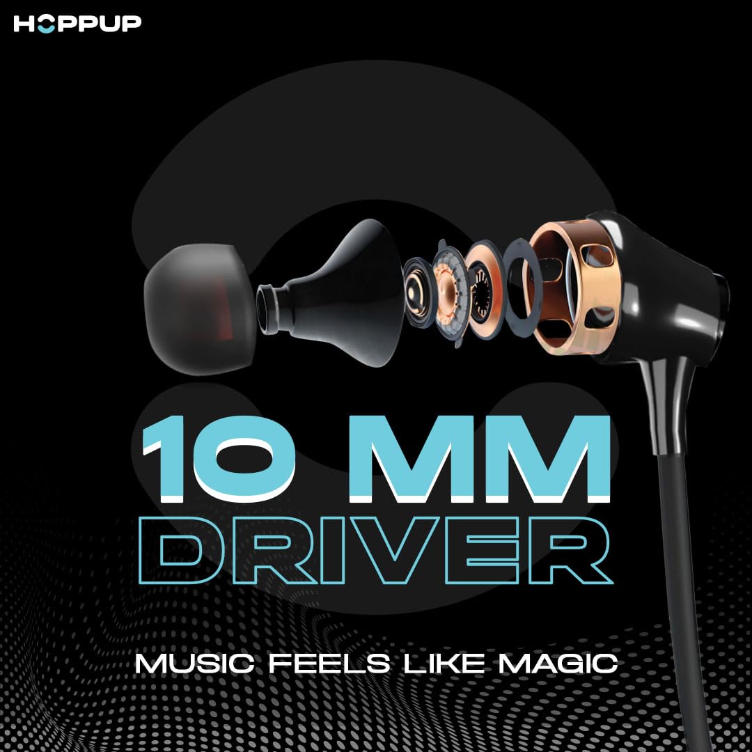 HOPPUP Alpha In-Ear Neckband: 50H Playtime, Gaming Mode, ENC Bluetooth Headset