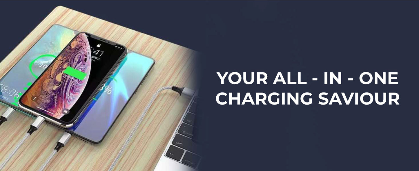 SKYCELL Unbreakable 3-in-1 Multi-Fast Charging Cable for Car, iPhone, iPad, Samsung