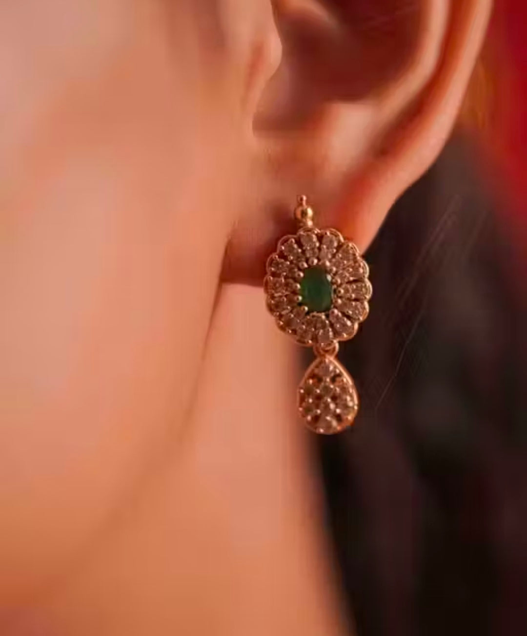Premium Quality Matte Finish AD Stone Necklace With Earing