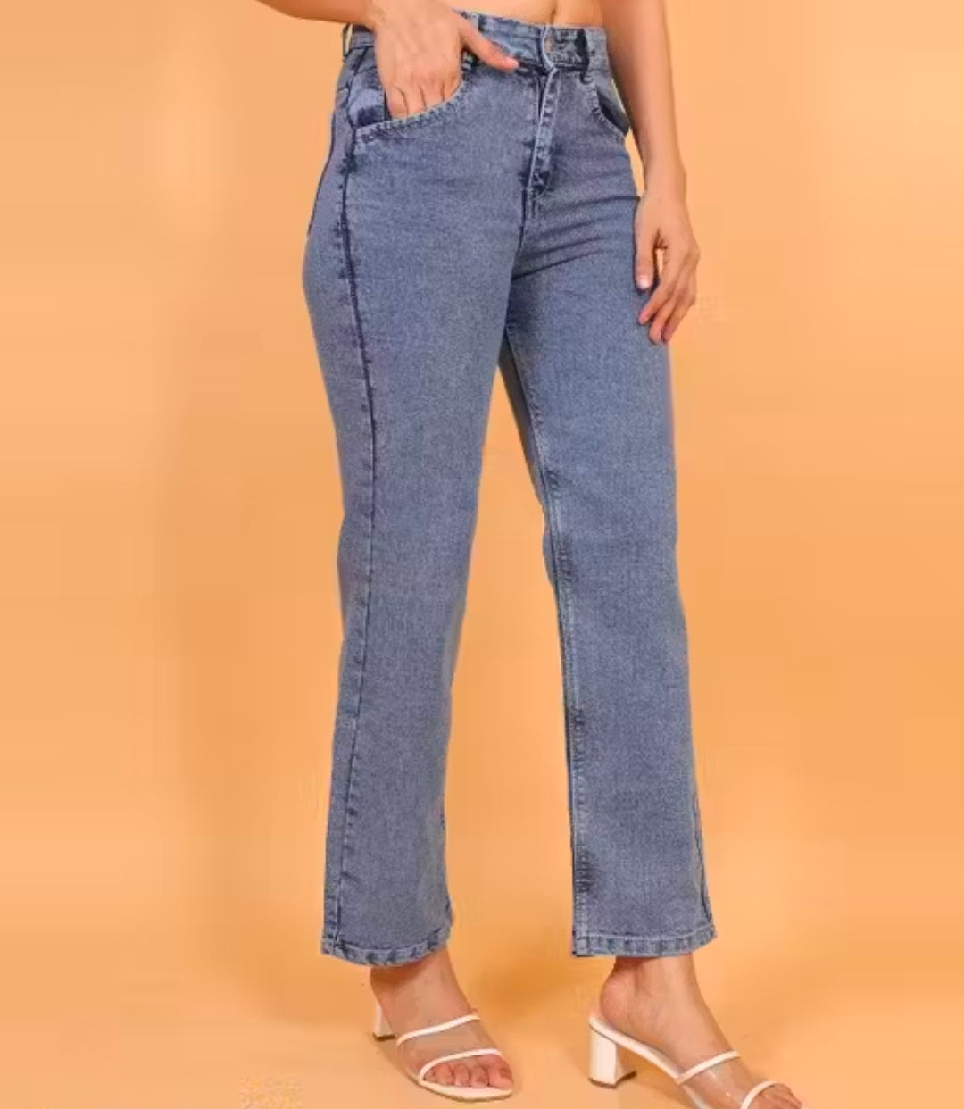 ICE BLUE DENIM WIDE LEG JEANS