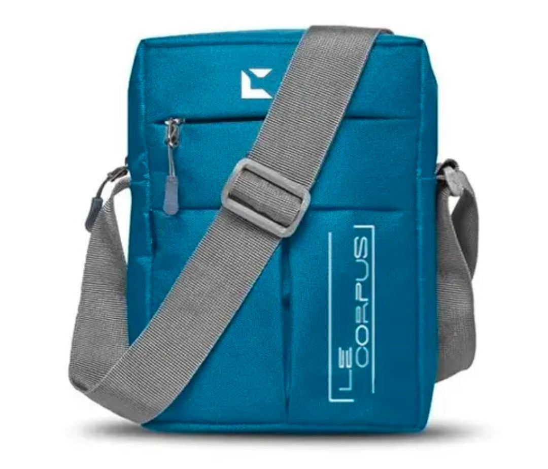 Le Corpus Polyester Stylish Small Size Padded Sling Cross Body Travel and Office Messenger Side Bag with Multi-Pocket Zip Closure For Men and Women
