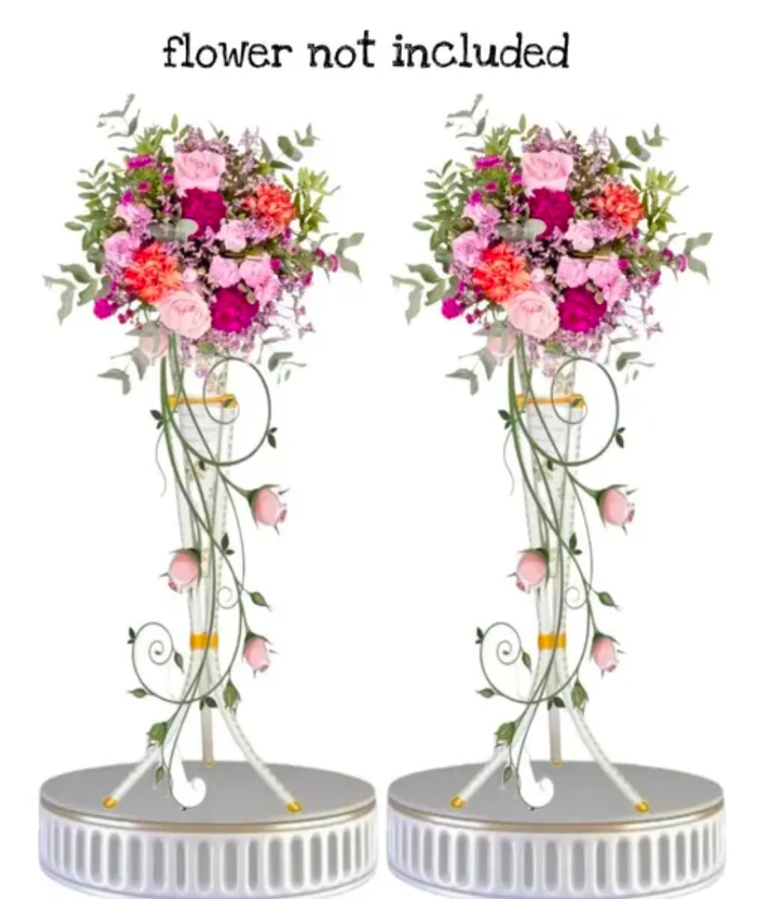 Home Decor Corner Centerpiece Gift Item and Usefull Metal Stand| R A Touch Vase Best Hand Print drawing room and living room and best flower vase best white colour and hand golden print design handicraft metal vase hight 29 INCH widh 10 INCH