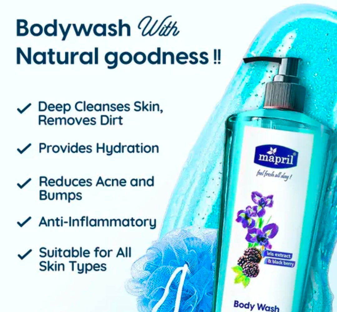 Mapril Body Wash (Shower Gel) Deeply Nourishing for Men & Women Brightening Soft, Smooth Moisturize Skin & Deep Cleansing, Dirt Remover, Oil Control, Glow & Refresh Skin-500ml (250ml Each) Pack of 2
48%
off