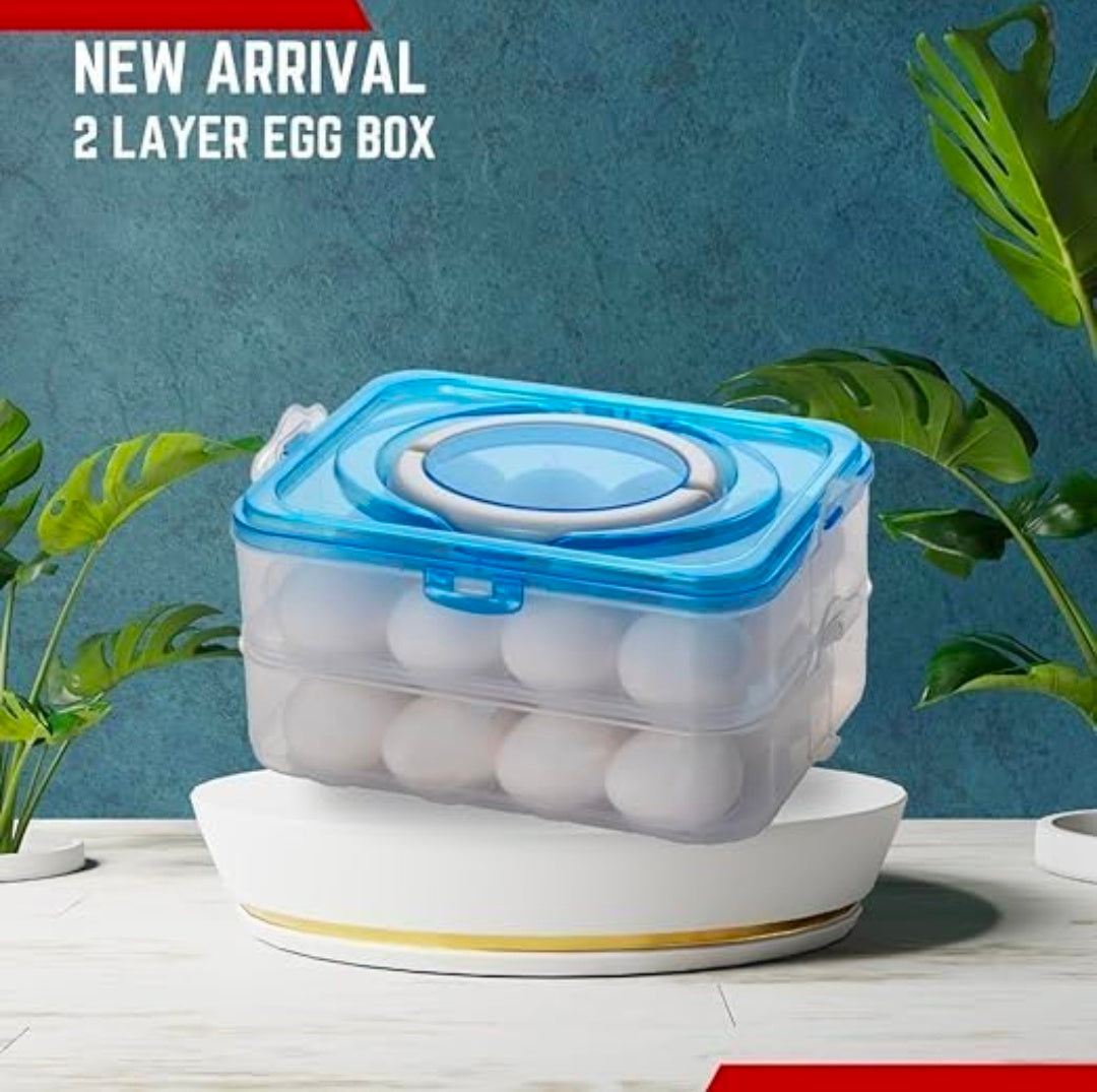 Veloxi EXIM Plastic Portable Refrigerator Egg Tray Box With Lid, Egg Tray Egg Storage Box Fridge For Eggs, Egg Storage Basket, Eggs Basket (Pack of 1) (24 GRID)