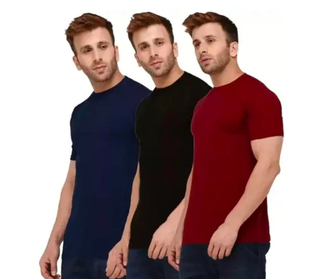 Urbane Glamorous Men Dri Fit Active Tshirts Combo of 3 (Black, Maroon, Navy Blue)