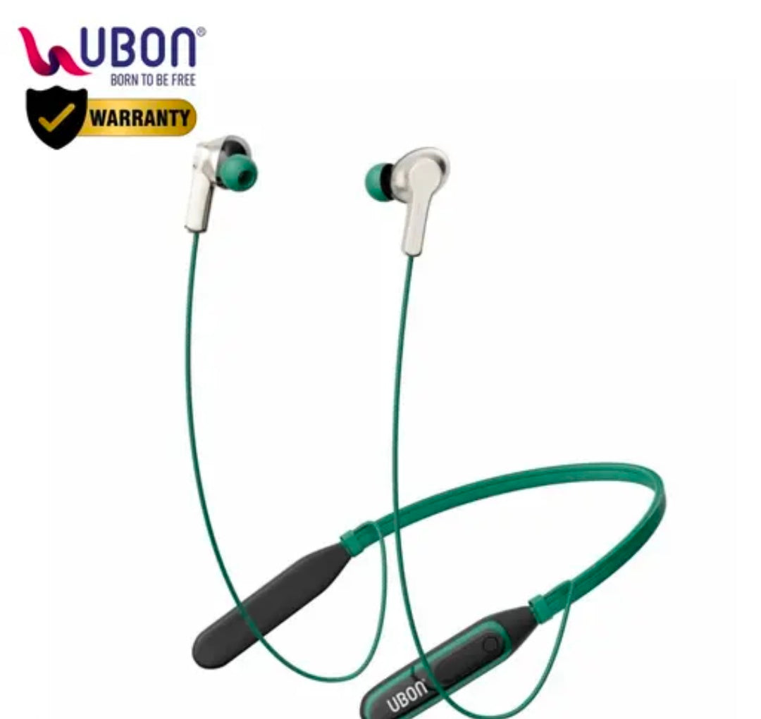 UBON U Series Newly Launched Wireless Neckband , Blutooth 36 Hours Playback ,Type C - Fast Charging , Magnetic Earbuds ,Auto pairing,Sporty design , Comfortable fit,220 Hours Standby Time ( Green )
