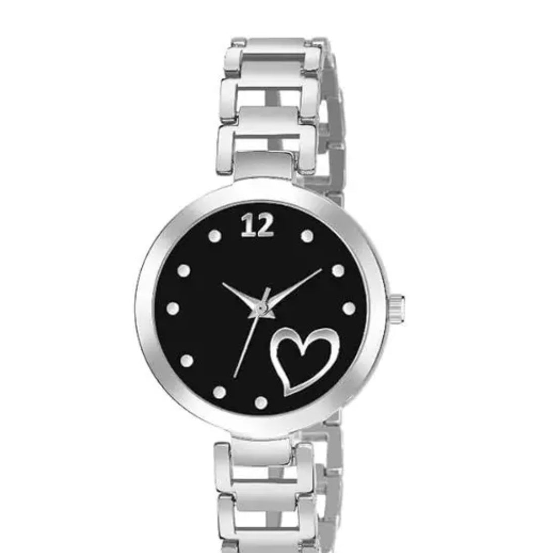 Beautiful Heart Designer Round Case Dial Attractive Metal Belt Women Analog Watches for Girls(Pack OF
