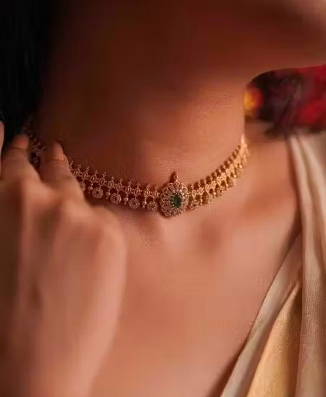 Premium Quality Matte Finish AD Stone Necklace With Earing