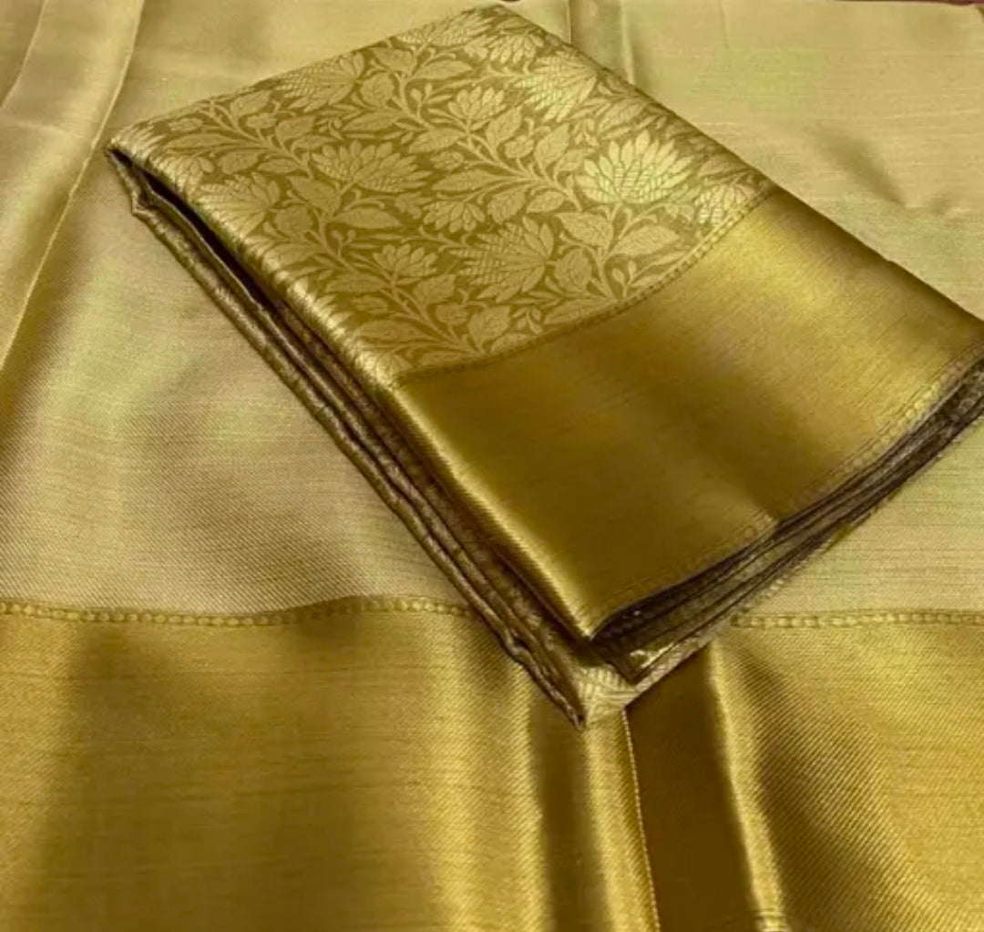 Celebrity inspired gold tissue silk Trending saree