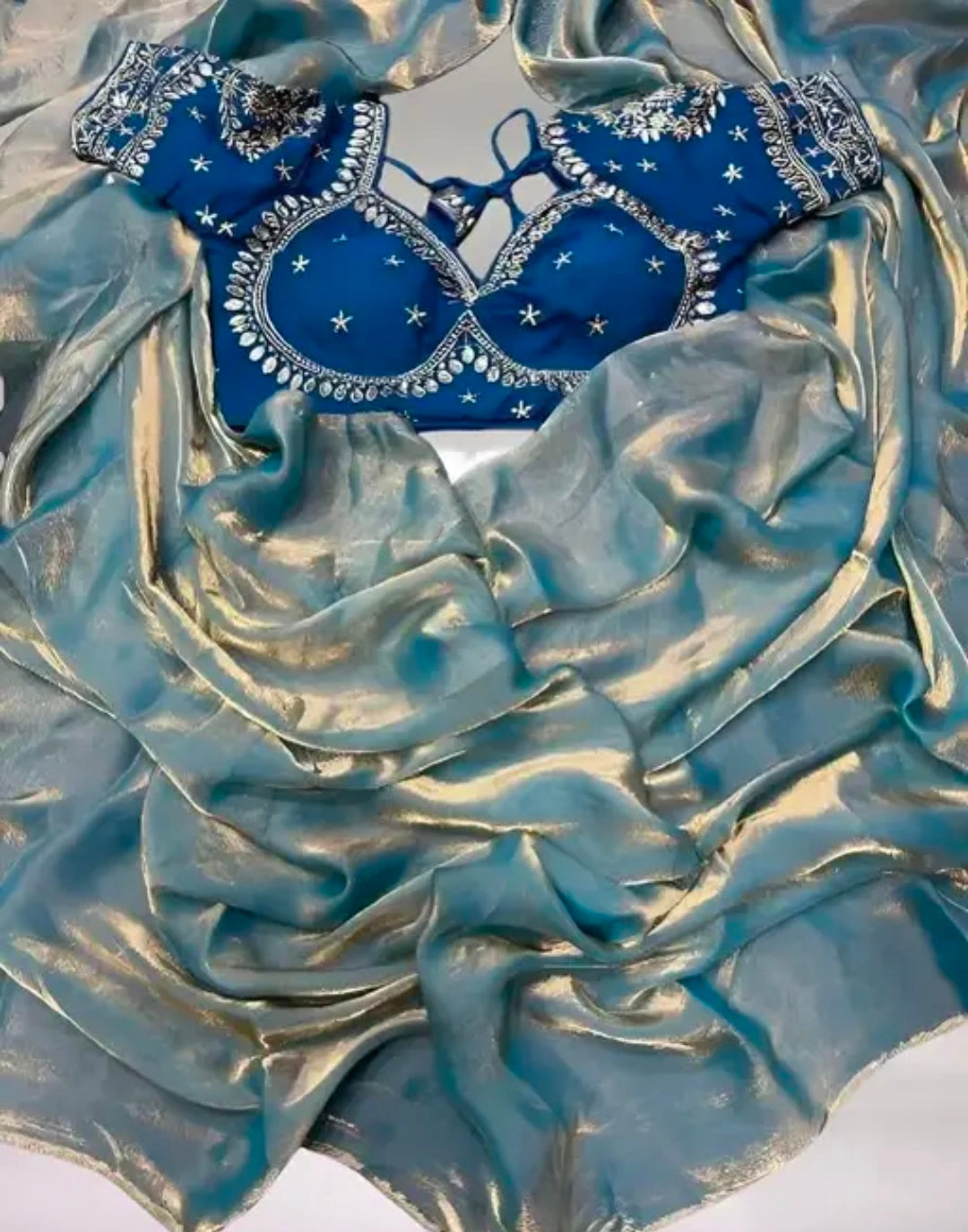 New Trending Party Wear Heavy Silk Saree with full stitched Blouse