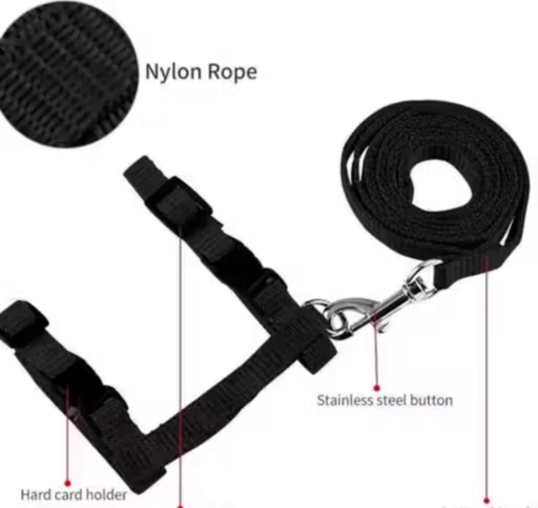 Dosan Adjustable Black Cat Harness with Leash for All Cats & Kitten easy to fit