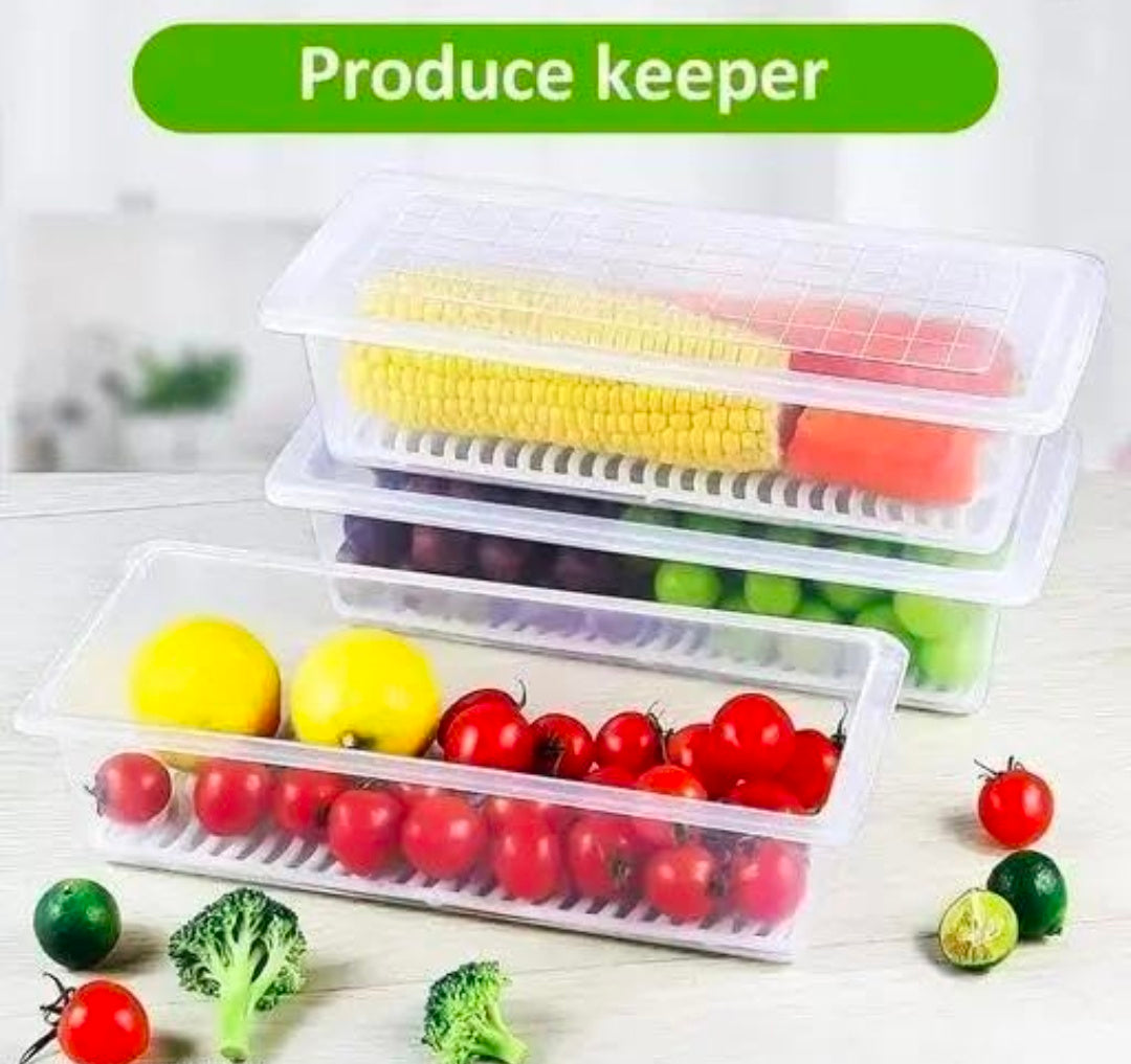 Fridge Storage Boxes (Pack Of_6) Fridge Organizer with Removable Drain Plate Fridge Storage Containers Keeps Fruits, Vegetables, Meat, Fish Fresh Longer (1500ml| design - 39 for home and kitchen
