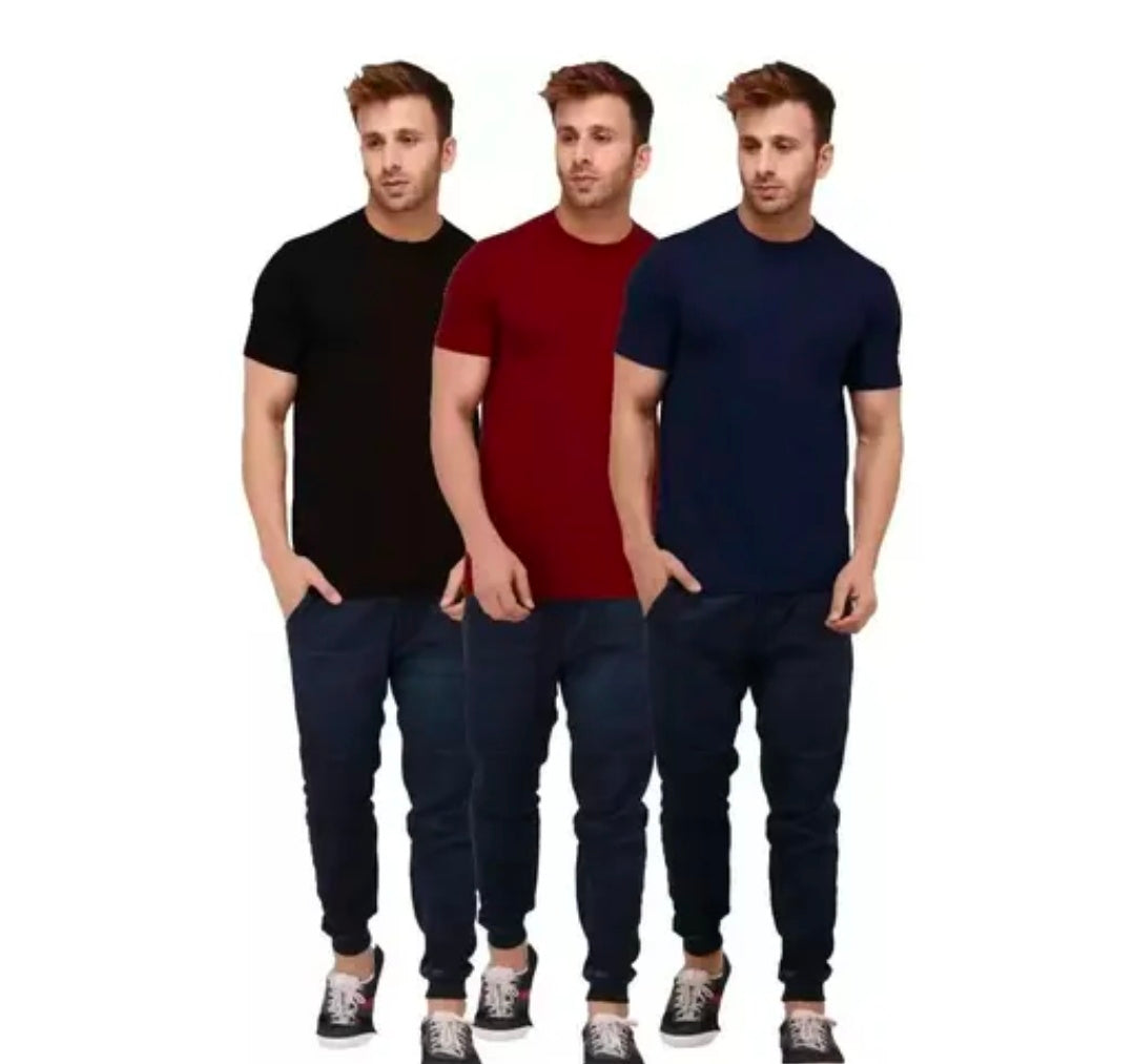 Urbane Glamorous Men Dri Fit Active Tshirts Combo of 3 (Black, Maroon, Navy Blue)
