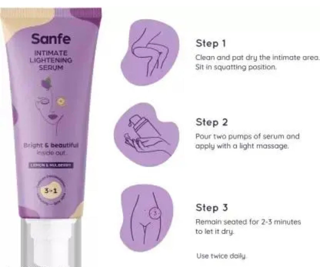 Sanfe Intimate Lightening Serum | For Dark Underarms, Inner Thighs, Knees And Bikini Area No Irritation (Lavender and Chamomile ) 100 ml Wash|Vagina Wash Pump|
500+ bought in past month