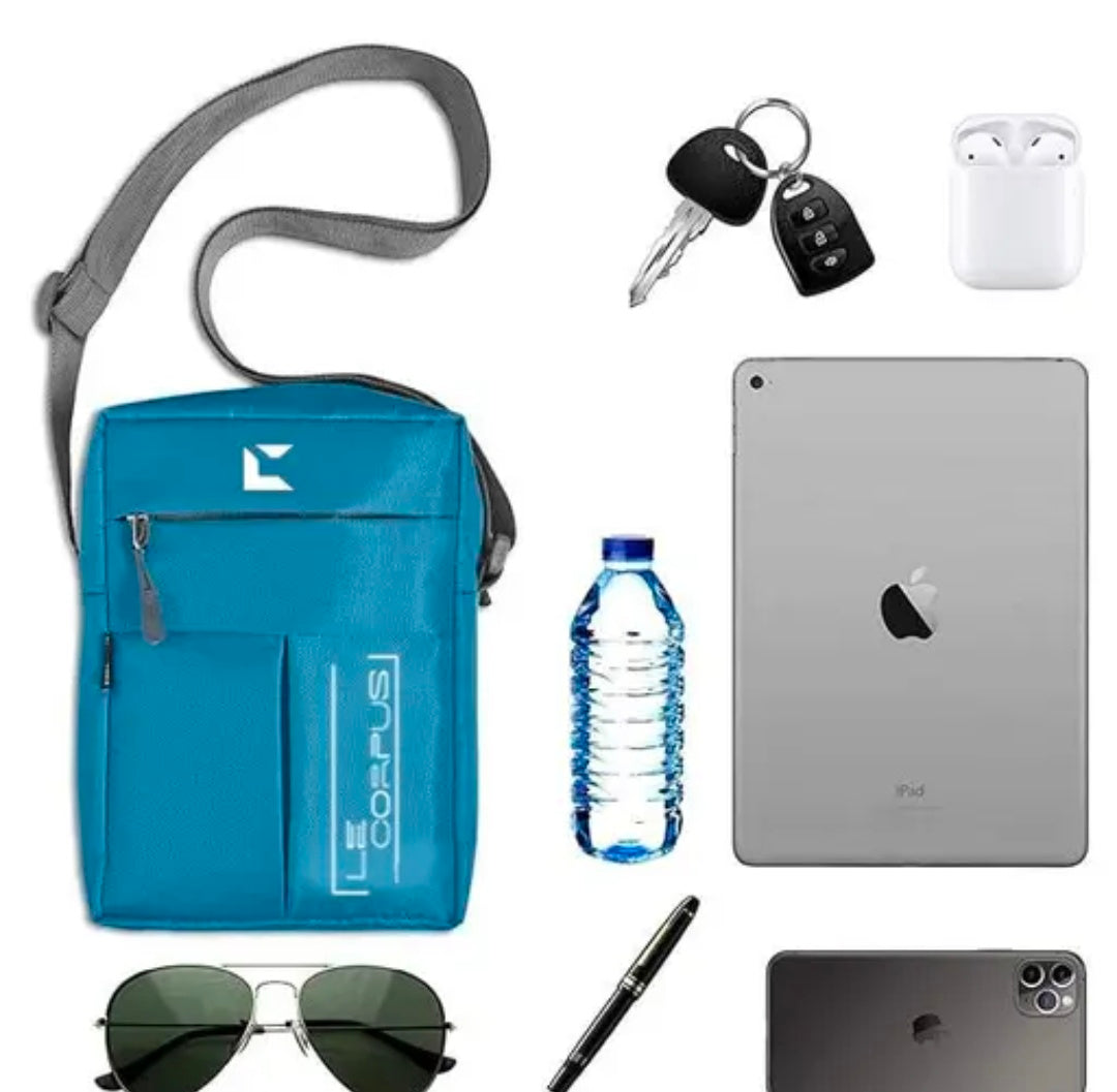 Le Corpus Polyester Stylish Small Size Padded Sling Cross Body Travel and Office Messenger Side Bag with Multi-Pocket Zip Closure For Men and Women