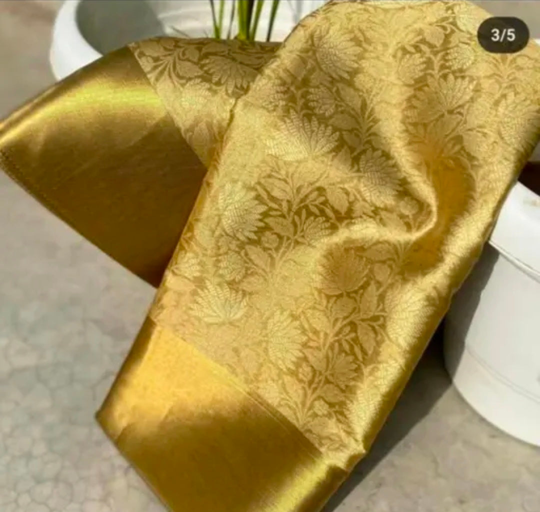 Celebrity inspired gold tissue silk Trending saree