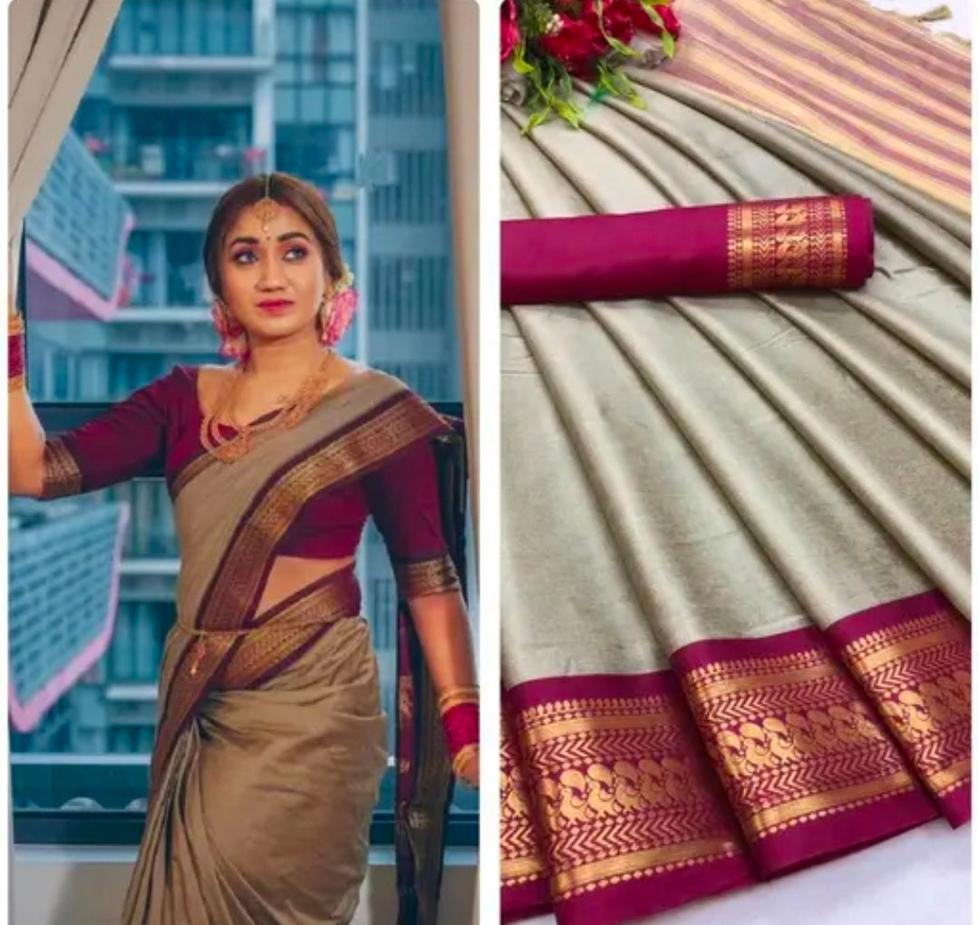 Silk Lemon Yellow Tassels and Latkans Saree With Blouse