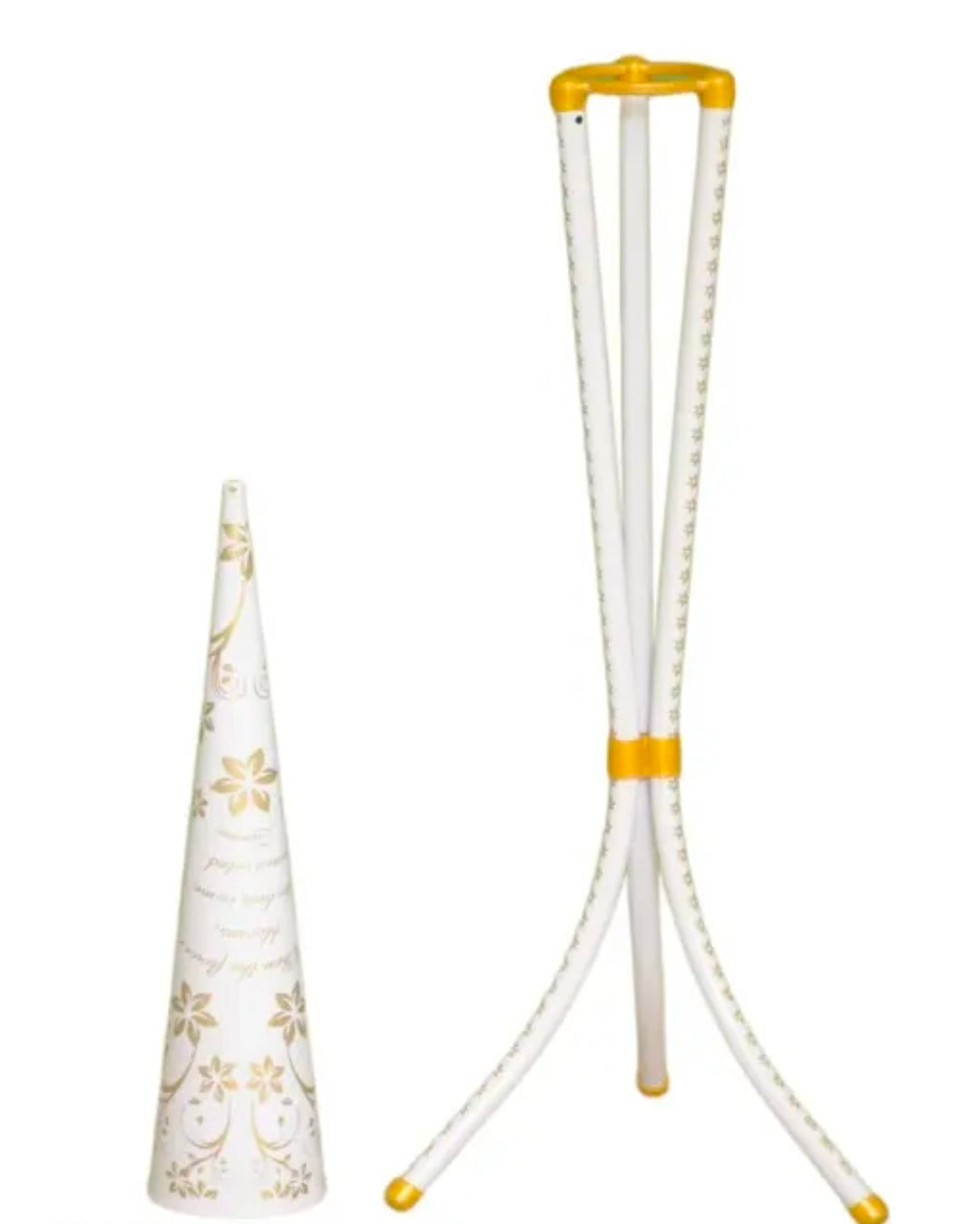 Home Decor Corner Centerpiece Gift Item and Usefull Metal Stand| R A Touch Vase Best Hand Print drawing room and living room and best flower vase best white colour and hand golden print design handicraft metal vase hight 29 INCH widh 10 INCH