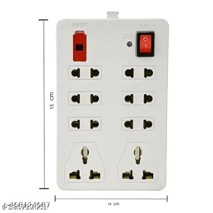 Versatile 8+1 Power Extension Board with 2-Pin Plug & 2-Meter Cable White