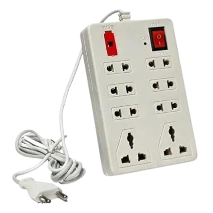 Versatile 8+1 Power Extension Board with 2-Pin Plug & 2-Meter Cable White