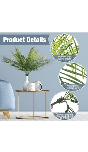 Lifelike Artificial Palm Plant, 9 Leaves, Green Tropical Decor for Home & Office