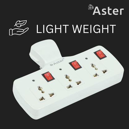 Aster 3-Pin Universal Multi-Plug Wall Point Socket Extension Board with Fuse