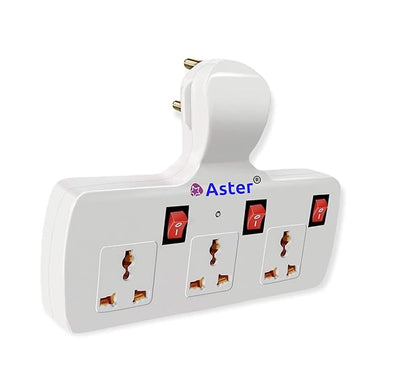 Aster 3-Pin Universal Multi-Plug Wall Point Socket Extension Board with Fuse