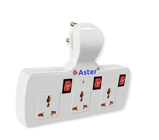 Aster 3-Pin Universal Multi-Plug Wall Point Socket Extension Board with Fuse