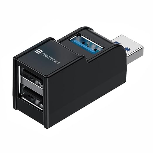 Portronics Mport 3A USB Hub 3-in-1 Multiport Adapter for PC Laptop Mac