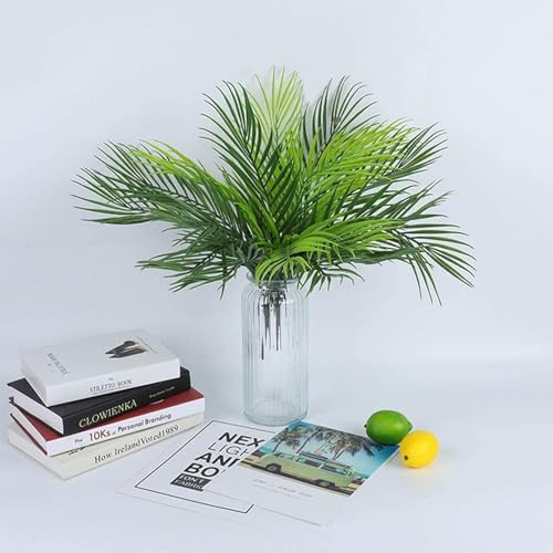 Lifelike Artificial Palm Plant, 9 Leaves, Green Tropical Decor for Home & Office