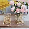 Elegant Gold Geometric Metal Vase with Glass Insert for Home Decor