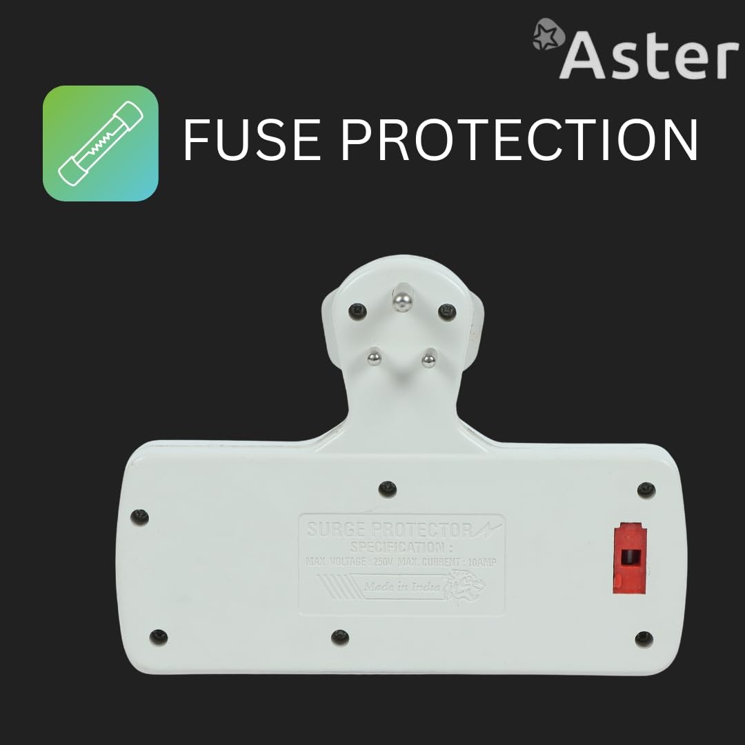 Aster 3-Pin Universal Multi-Plug Wall Point Socket Extension Board with Fuse