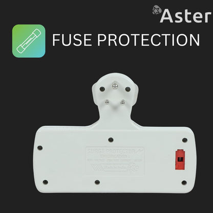 Aster 3-Pin Universal Multi-Plug Wall Point Socket Extension Board with Fuse