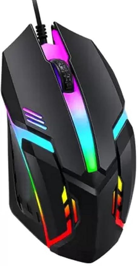 Dezful Uzi Wired Gaming Mouse with Rainbow LED Light for PC/Laptop/Desktop