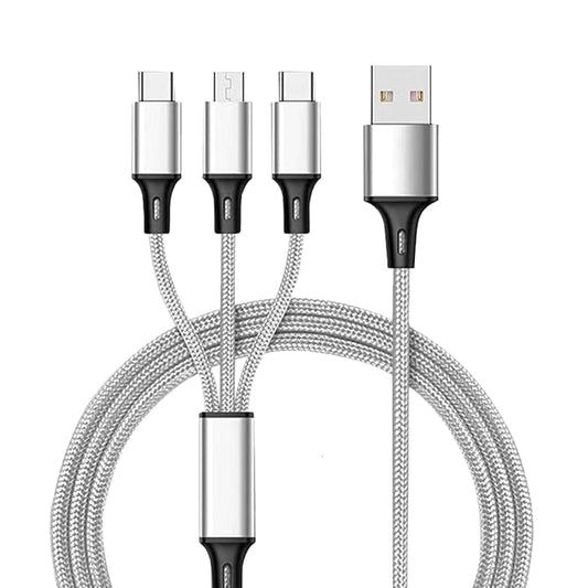 SKYCELL Unbreakable 3-in-1 Multi-Fast Charging Cable for Car, iPhone, iPad, Samsung