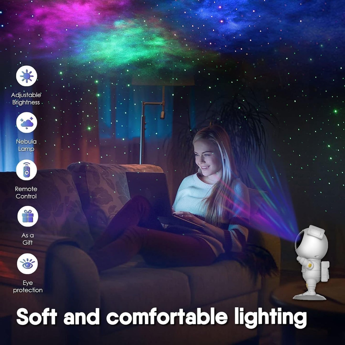 Toy Astronaut Galaxy Star Projector: Kids' LED Night Light for Bedroom Decor