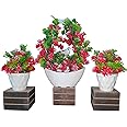 Elegant Artificial Flower Arrangement Set: 3 Decorative Pink and Green Plants