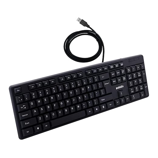 Zebion K500 USB Keyboard: Rugged, Ergonomic, 5 Million Keystrokes, Clicky-Touch Feel