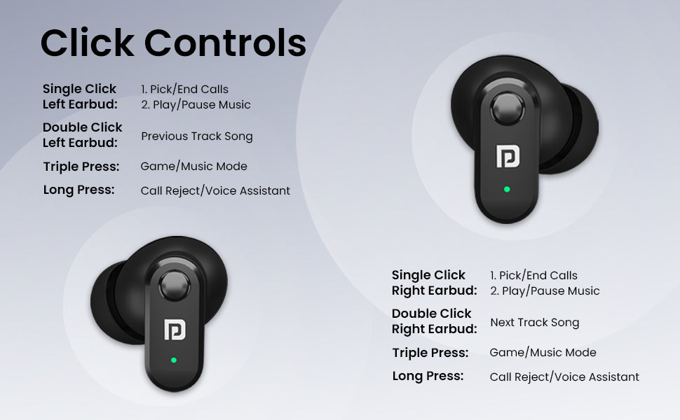 Portronics Harmonics Twins S16 Wireless Earbuds: 24-Hour Playtime, Clear Calls, Gaming, Low Latency, Bluetooth 5.3, LED Display, Type-C Fast Charging in Black