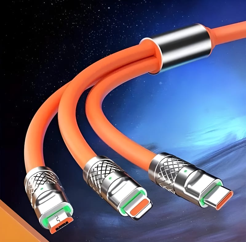 Versatile 3-in-1 Fast Charging Data Cable with LED Indicator for All Devices