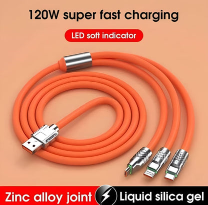 Versatile 3-in-1 Fast Charging Data Cable with LED Indicator for All Devices