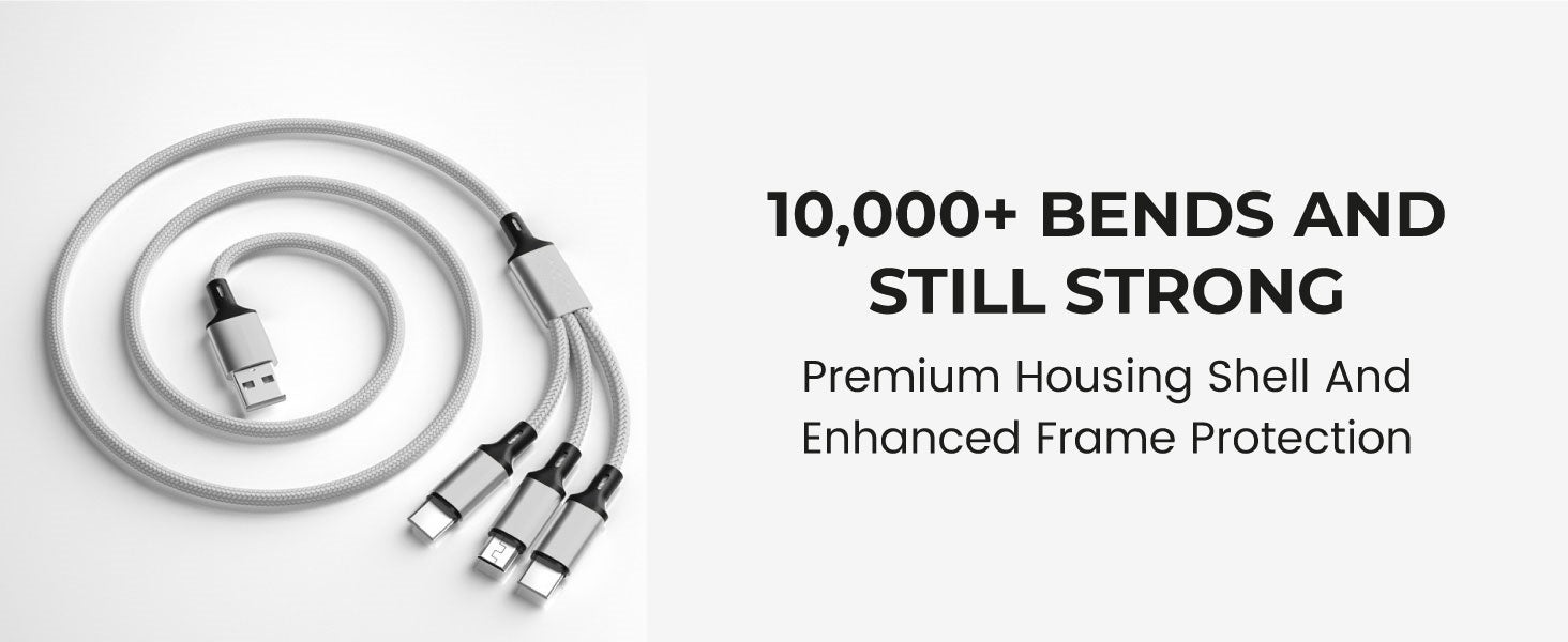 SKYCELL Unbreakable 3-in-1 Multi-Fast Charging Cable for Car, iPhone, iPad, Samsung