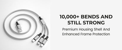 SKYCELL Unbreakable 3-in-1 Multi-Fast Charging Cable for Car, iPhone, iPad, Samsung