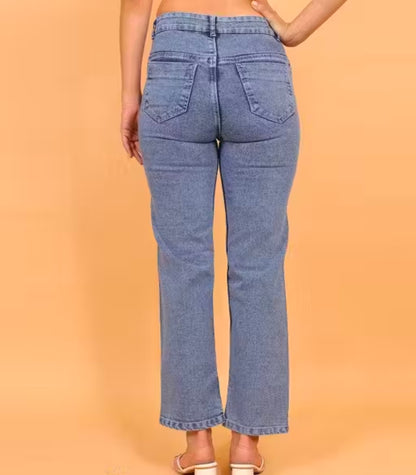 ICE BLUE DENIM WIDE LEG JEANS