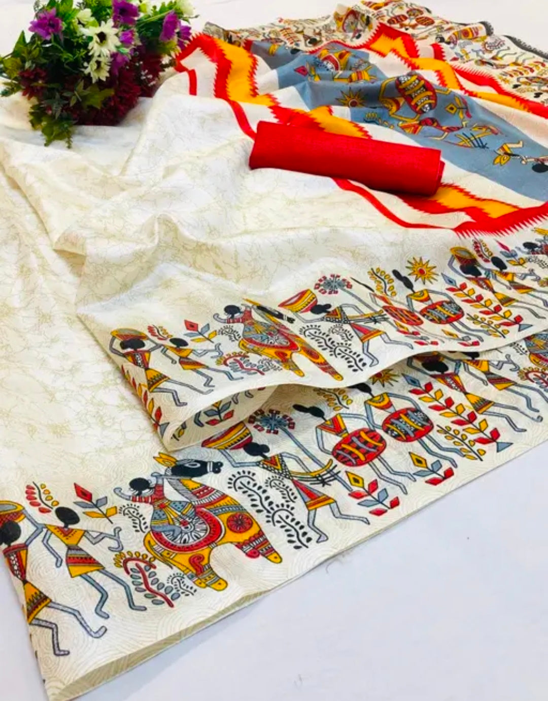 Silk Yellow Tassels and Latkans Saree With Blouse