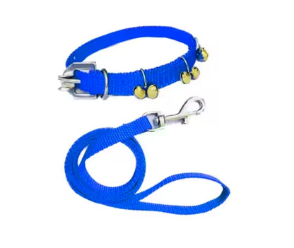 Pet Needs Nylon Dog Ghungroo Collar and Leash Set for Small puppies and dogs ( Only for small puppies ) 0.5 inch collar and 1.5 m Rope